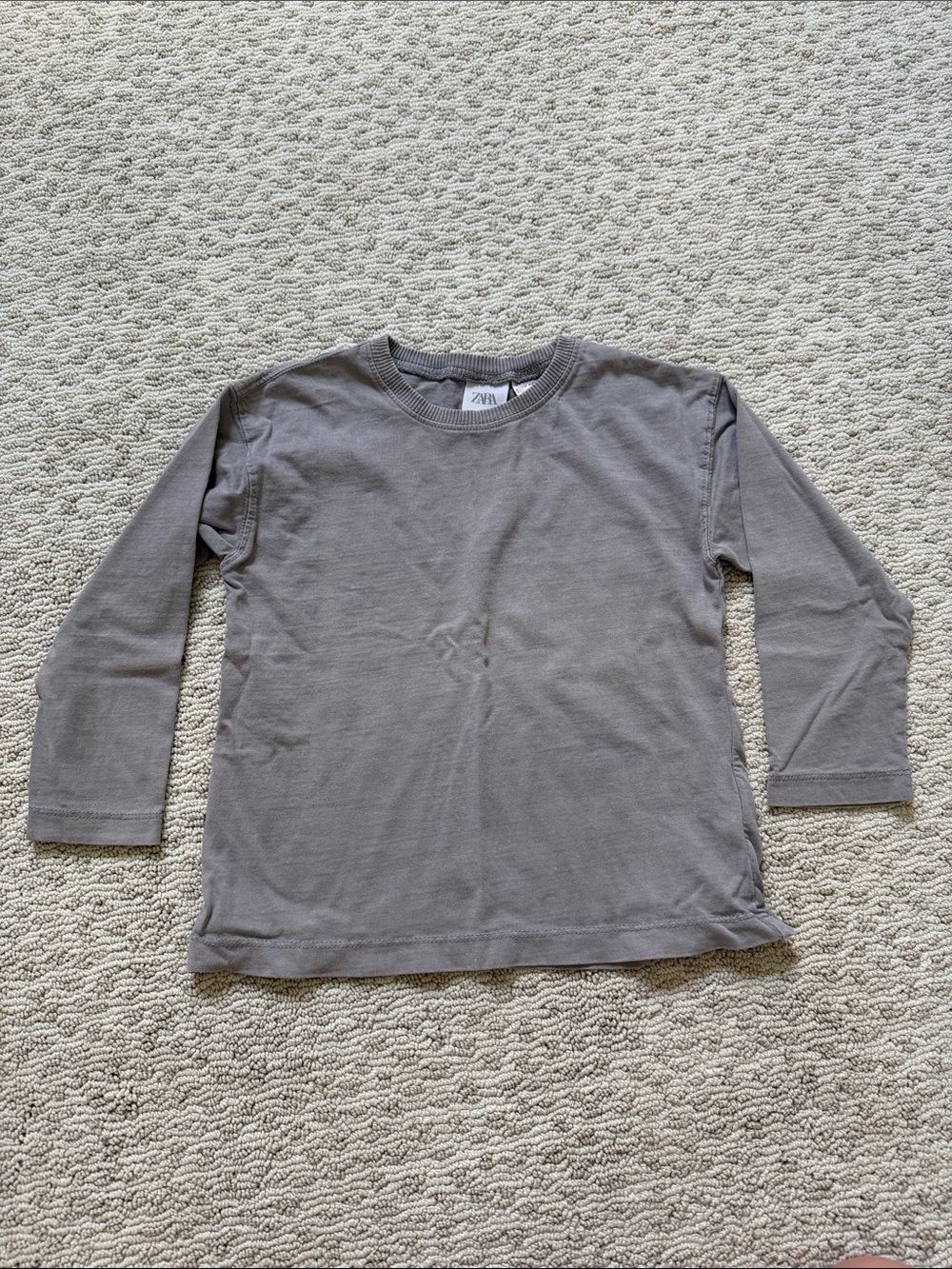 Zara Gray Long-Sleeve Crew Neck Tee for Kids